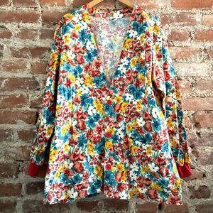 Vintage Scrubs Vibrant Floral Scrub Top Jacket